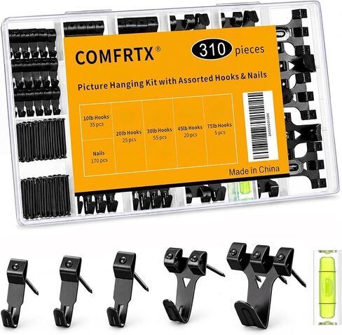 310Pcs Picture Hanging Hooks Kit with Nails & Mini Level Heavy Duty in Saudi Arabia