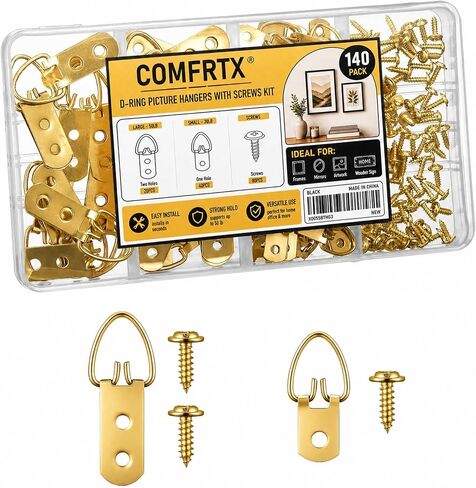 (2 Sizes, 140PCS) D-Ring Picture Hangers with Screws Kit,Heavy Duty in Saudi Arabia