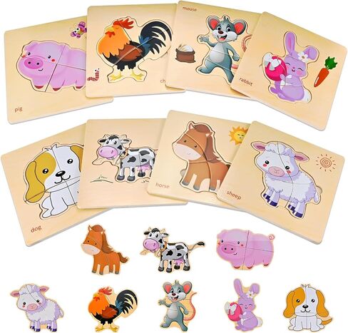 8pcs Wooden Puzzles for Toddlers 1-3, Toddler Puzzles Ages 2-4 in Saudi Arabia