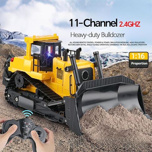 1/16 RC Tracked Construction Vehicle 11CH 360° Rotating Engineering Model with LED Light & Sound in Saudi Arabia