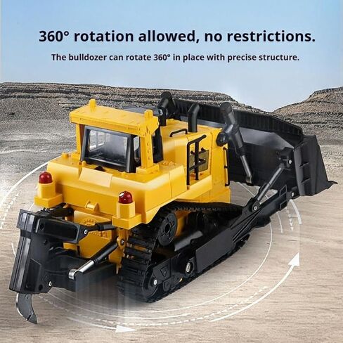 1/16 RC Tracked Construction Vehicle 11CH 360° Rotating Engineering Model with LED Light & Sound in Saudi Arabia