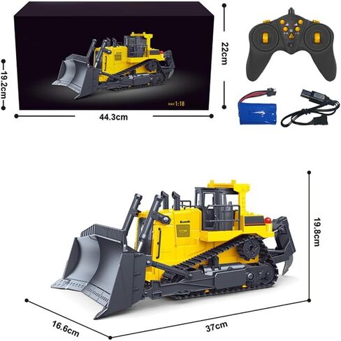1/16 RC Tracked Construction Vehicle 11CH 360° Rotating Engineering Model with LED Light & Sound in Saudi Arabia