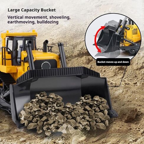 1/16 RC Tracked Construction Vehicle 11CH 360° Rotating Engineering Model with LED Light & Sound in Saudi Arabia