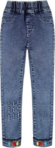 KIDSCOOL SPACE Boy Girl Jeans,Kid Elastic Ripped Casual Denim Pants in Saudi Arabia