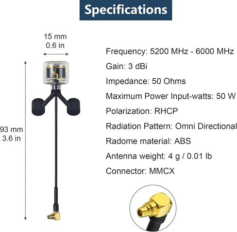5.8GHz FPV Antenna, RHCP MMCX, 3dBi High Gain, 5.8G Stable Signal for FPV Racing Drone Quadcopter, RC Drones RX TX Remote Control in Kuwait