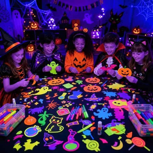 Mega-L Glow in The Dark Party Supplies, 28 Pcs Neon Paper Cardstock, 250GSM in Saudi Arabia