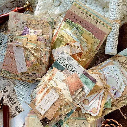 100Pcs Vintage Floral Frame Decorative Paper Sheets, Retro Label Style Craft Paper for Journal Scrapbooking DIY Background Decoration in Kuwait