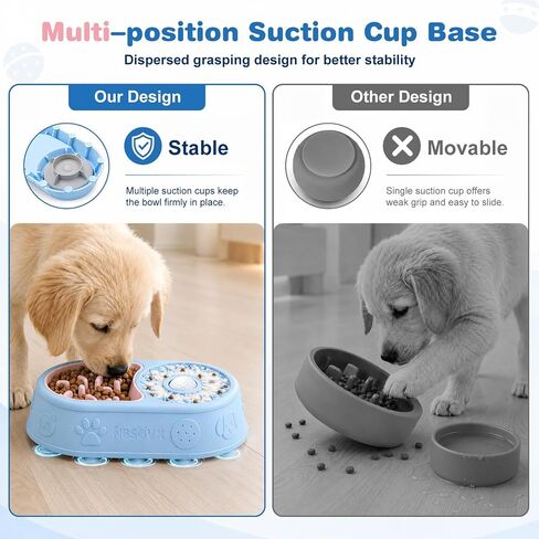 Dog Lick Bowl with Interactive Rolling Ball, Silicone Slow Feeder Bowl and Lick Mat for Liquid and Thick-Textured Treats, 5/6-Cup Non-Slip Licking Toy for Large, Medium and Small Dogs and Cats in Kuwait