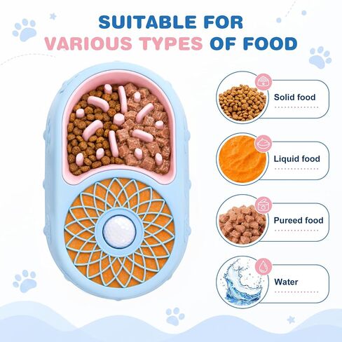 Dog Lick Bowl with Interactive Rolling Ball, Silicone Slow Feeder Bowl and Lick Mat for Liquid and Thick-Textured Treats, 5/6-Cup Non-Slip Licking Toy for Large, Medium and Small Dogs and Cats in Kuwait