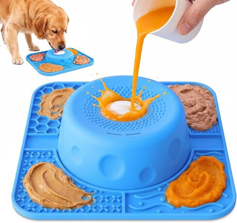 Slow Feeder Dog Bowls & Lick Mat for Dogs, Ideal for Liquid & Paste Treats in Kuwait
