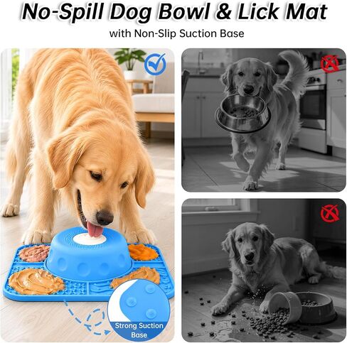 Slow Feeder Dog Bowls & Lick Mat for Dogs, Ideal for Liquid & Paste Treats in Kuwait