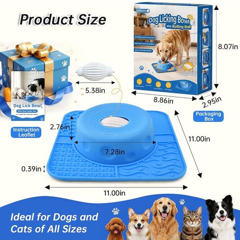 Slow Feeder Dog Bowls & Lick Mat for Dogs, Ideal for Liquid & Paste Treats in Kuwait