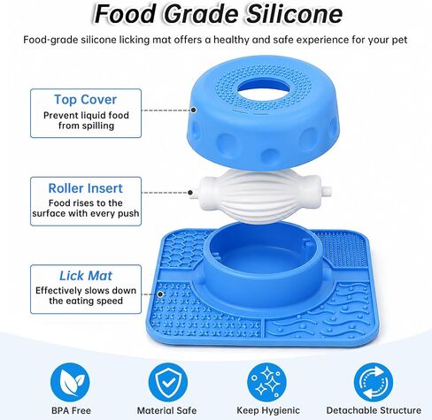 Slow Feeder Dog Bowls & Lick Mat for Dogs, Ideal for Liquid & Paste Treats in Kuwait