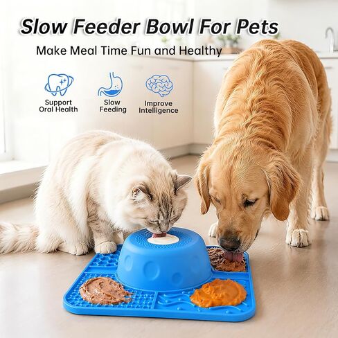 Slow Feeder Dog Bowls & Lick Mat for Dogs, Ideal for Liquid & Paste Treats in Kuwait