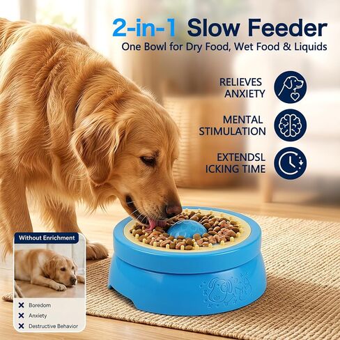 9oz Dog Lick Bowl with Rolling Ball, Twist-Lockable Dog Enrichment Toys in Kuwait