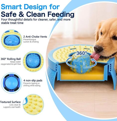 9oz Dog Lick Bowl with Rolling Ball, Twist-Lockable Dog Enrichment Toys in Kuwait
