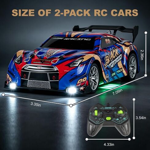 2 Pack RC Racing Cars for Kids, Remote Control Cars with 8 Traffic Cones in Kuwait