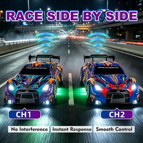 2 Pack RC Racing Cars for Kids, Remote Control Cars with 8 Traffic Cones in Kuwait