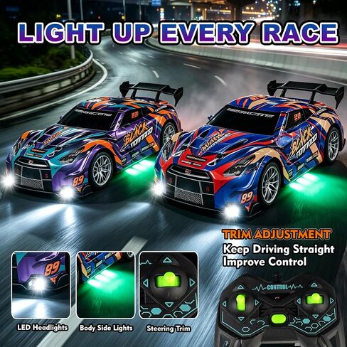 2 Pack RC Racing Cars for Kids, Remote Control Cars with 8 Traffic Cones in Kuwait