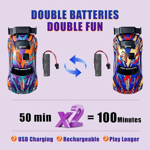 2 Pack RC Racing Cars for Kids, Remote Control Cars with 8 Traffic Cones in Kuwait