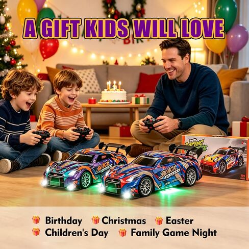 2 Pack RC Racing Cars for Kids, Remote Control Cars with 8 Traffic Cones in Kuwait