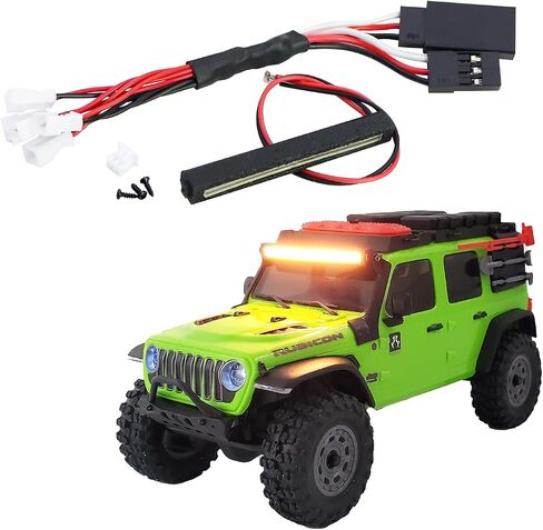 Plastic Roof Round Light LED Strip Lights Bar Bumper Spotlight for 1/30 RC Crawler Car SCX30 Jeep Wrangler Part (Yellow Roof Light Bar) in Kuwait