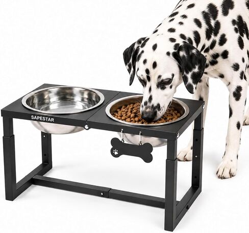 Elevated Dog Bowls for Medium/Large Breed - (9''/11.5''/14'') 3 Adjustable Tall Raised Dog Bowl Stand with 4 Stainless Steel Bowls(58oz) - Metal Dog Food Bowls for Neck & Joint Protection in Kuwait