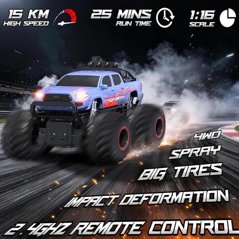 Exploding RC Monster Trucks 1:16 Crash Transform Car Mist Spray Effect in Kuwait