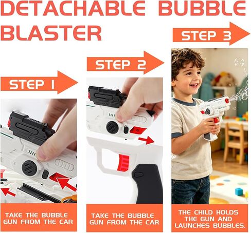 RC Bubble Car with Detachable Blaster, 2.4GHz Remote Control Car and Automatic Bubble Machine Toy, All Terrain Rechargeable Monster Truck with LED Lights, Outdoor Gift for Boys Girls Ages 6-12 in Kuwait