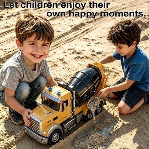 RC Cement Mixer Toy Truck for Kids - 1:12 Electric 360 Degree Stirring Vehicle with Lights, Sounds, Music & Auto Demo, Remote Control Construction Toys with 2 Batteries, Christmas Birthday Gifts in Kuwait