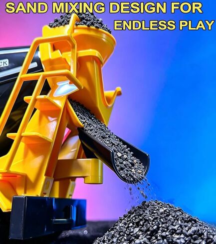 RC Cement Mixer Toy Truck for Kids - 1:12 Electric 360 Degree Stirring Vehicle with Lights, Sounds, Music & Auto Demo, Remote Control Construction Toys with 2 Batteries, Christmas Birthday Gifts in Kuwait