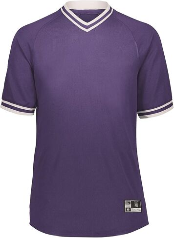 Holloway Retro V-Neck Men's Baseball Jersey, Black | White, Large in Kuwait