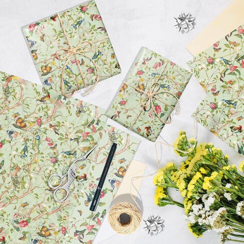 60 Pieces Retro Flower and Bird Patterns Tissue Paper,Decorative Vintage Tissue Paper in Kuwait