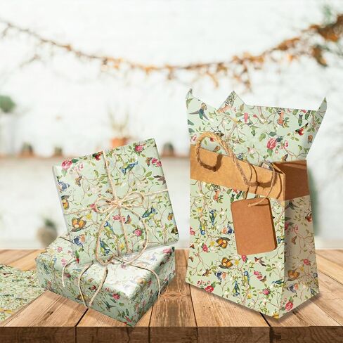 60 Pieces Retro Flower and Bird Patterns Tissue Paper,Decorative Vintage Tissue Paper in Kuwait
