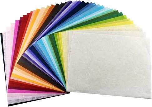 70 Hand Made Tissue Mulberry Paper Sheets Natural Fiber Design for Japanese Origami Hand Craft (A4 Size) in Kuwait