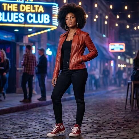 Milwaukee Leather SFL2850 Women's Classic Red Zippered Motorcycle Style Fashion Leather Jacket with Shirt Style Collar in Kuwait