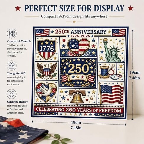 Vintage US Flag Cross Stitch Kit Beginners Embroidery 1776-2026 in Kuwait