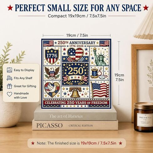 Vintage US Flag Cross Stitch Kit Beginners Embroidery 1776-2026 in Kuwait