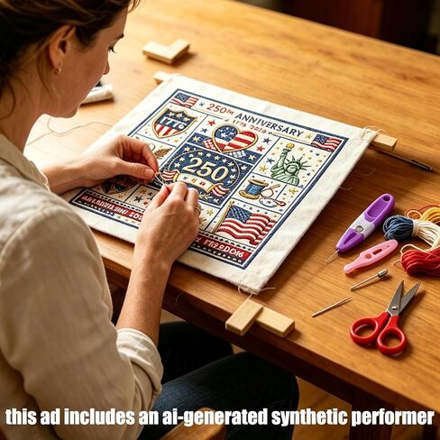 Vintage US Flag Cross Stitch Kit Beginners Embroidery 1776-2026 in Kuwait