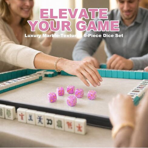 Mahjong Dice, Pink, 16mm, 6-Pack in Saudi Arabia