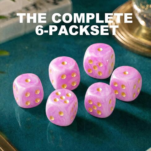 Mahjong Dice, Pink, 16mm, 6-Pack in Saudi Arabia