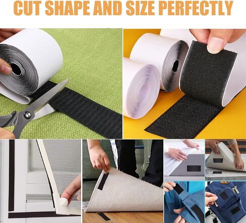 2 Inch x 20 Feet Black Heavy Duty Hook and Loop Tape Adhesive, Couch Cushions Grip, Anti-Slip Carpet Securing Tape for DIY Crafts, Automotive Use, Picture Frame Hanging in Kuwait