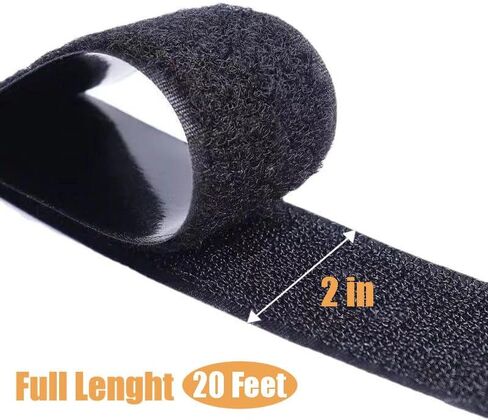2 Inch x 20 Feet Black Heavy Duty Hook and Loop Tape Adhesive, Couch Cushions Grip, Anti-Slip Carpet Securing Tape for DIY Crafts, Automotive Use, Picture Frame Hanging in Kuwait