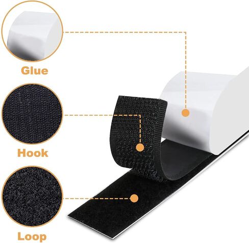 2 Inch x 20 Feet Black Heavy Duty Hook and Loop Tape Adhesive, Couch Cushions Grip, Anti-Slip Carpet Securing Tape for DIY Crafts, Automotive Use, Picture Frame Hanging in Kuwait