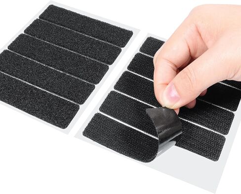 Self-Adhesive Hook and Loop Tape Strips - 2 x 4 inch Wide Straps - Heavy Duty Sticky Back Tape Fastener - 15 Straps (Black) in Kuwait