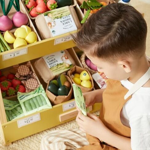 Tiny Land Wooden Play Food Set Bundle Includes 50 PCS of Fruits, Veggies, Meats, Seafood, Eggs & Dairy in Saudi Arabia