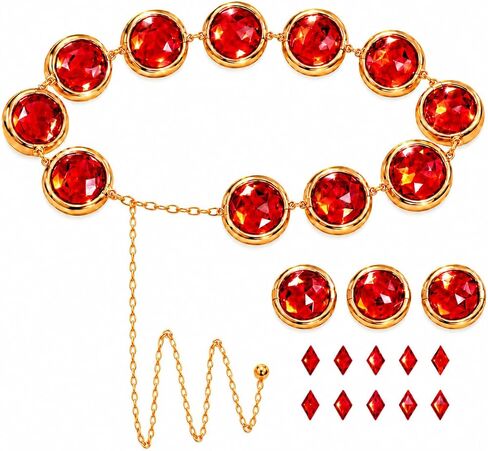Cafele Raven Belt Raven Cosplay Costume Red Gem Belt Metal Stone Jewel Waist Chains Adjustable Accessories for Women in Kuwait