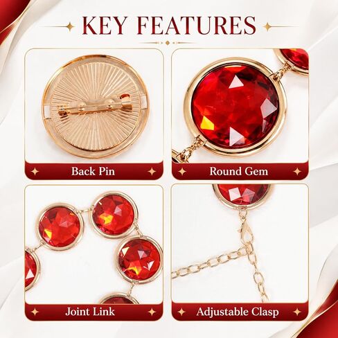 Cafele Raven Belt Raven Cosplay Costume Red Gem Belt Metal Stone Jewel Waist Chains Adjustable Accessories for Women in Kuwait
