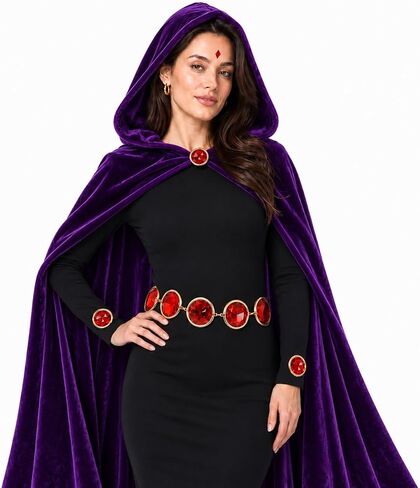 Cafele Raven Belt Raven Cosplay Costume Red Gem Belt Metal Stone Jewel Waist Chains Adjustable Accessories for Women in Kuwait