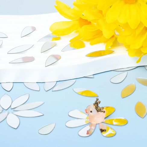 300Pcs Mini Leaf Shape Craft Mirrors Mosaic Tiles Self Adhesive in Kuwait